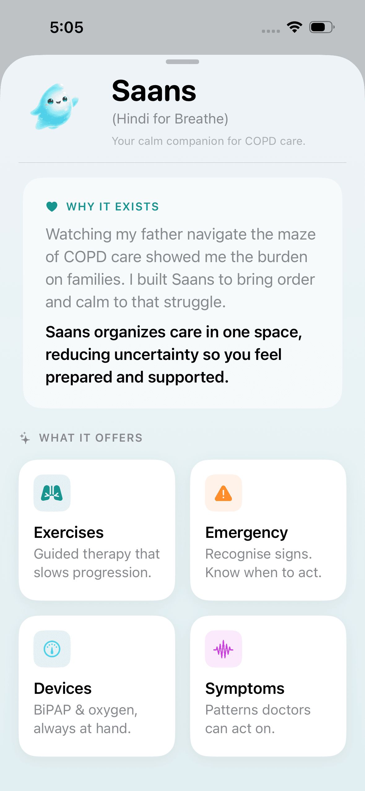 About Saans — why it exists and what it offers